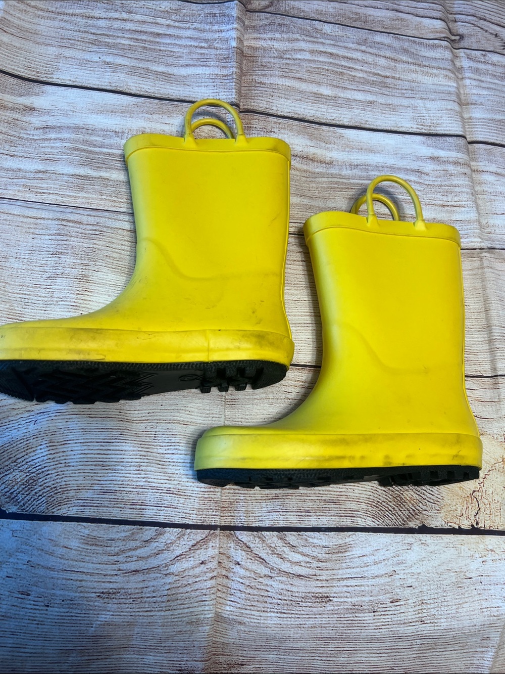Cat & Jack Bright Yellow Kids Rain Boots with Pull Handles